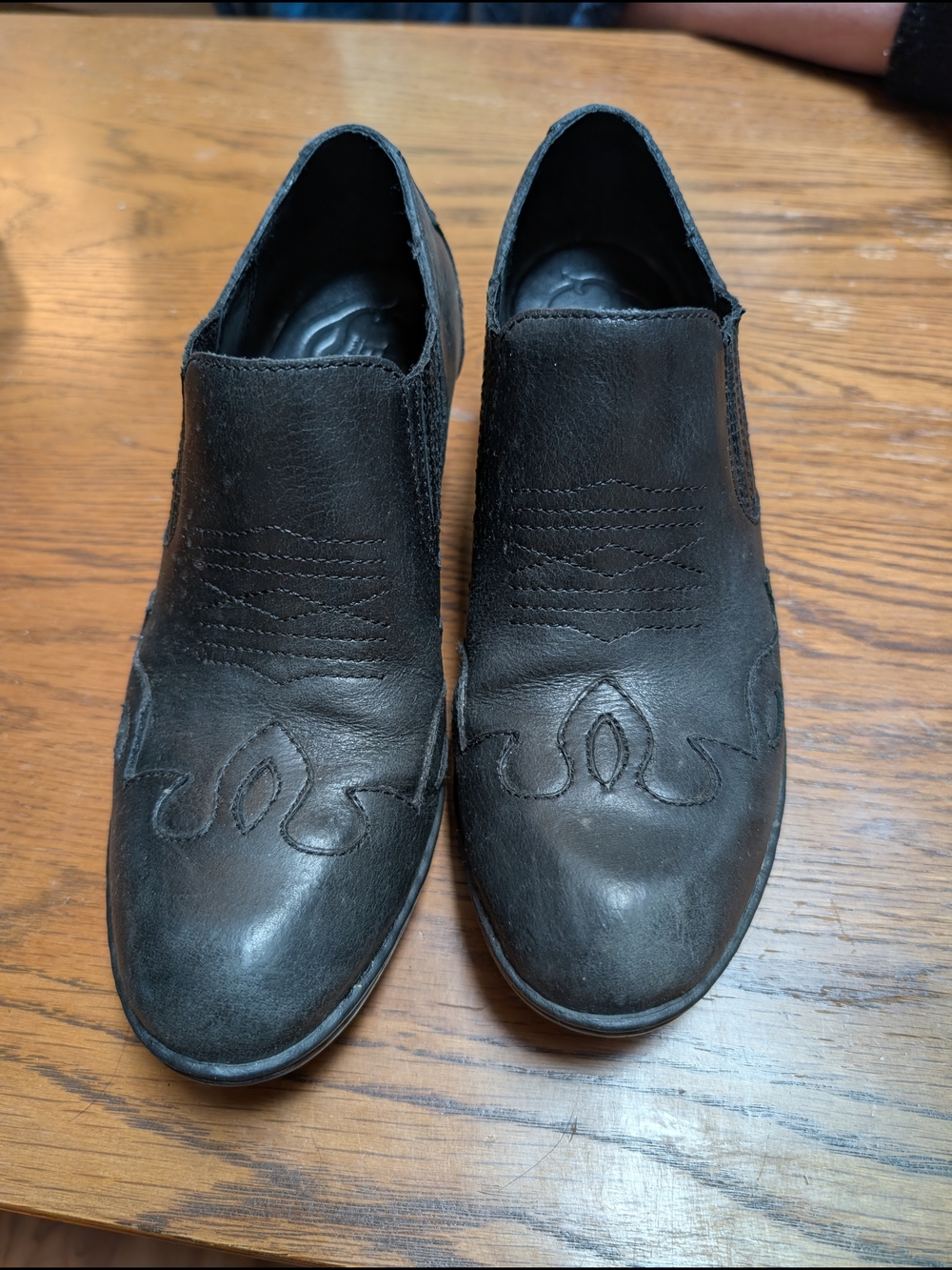 Born Black Leather Western Slip-On Boots W 8